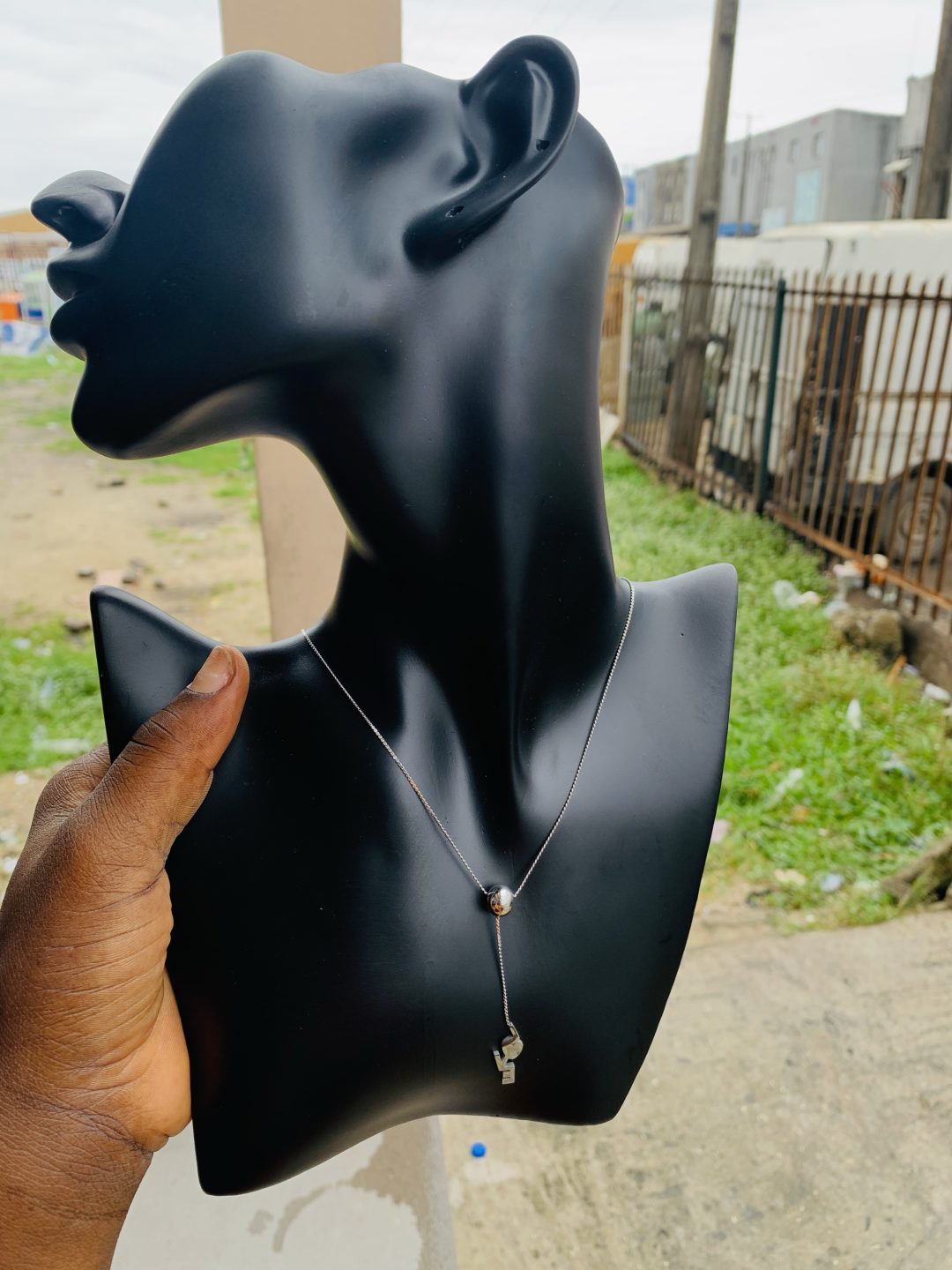Ball silver dropping Necklace 001 - Image 4