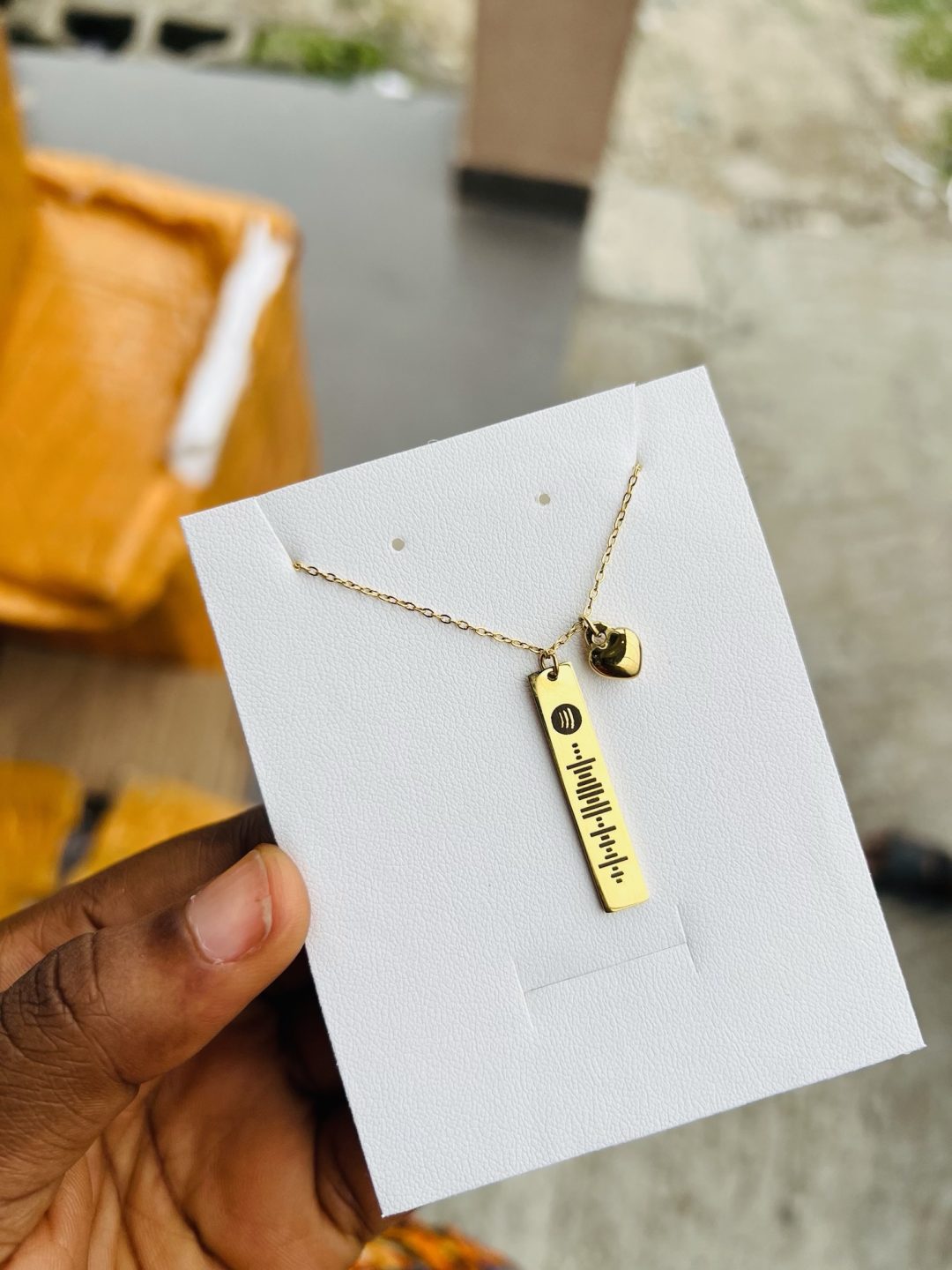 Engraved Female Spotify barcode necklace