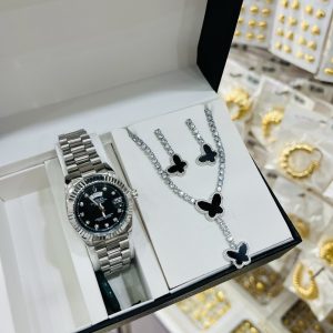 Silver butterfly combo with box and bag