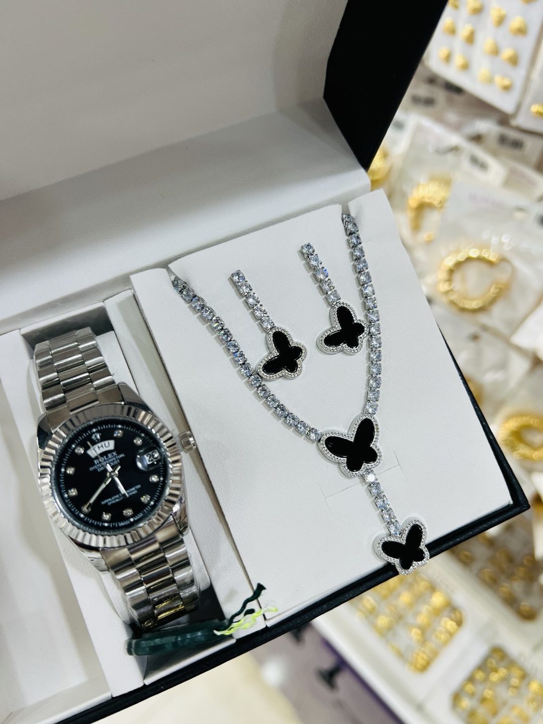 Silver butterfly combo with box and bag