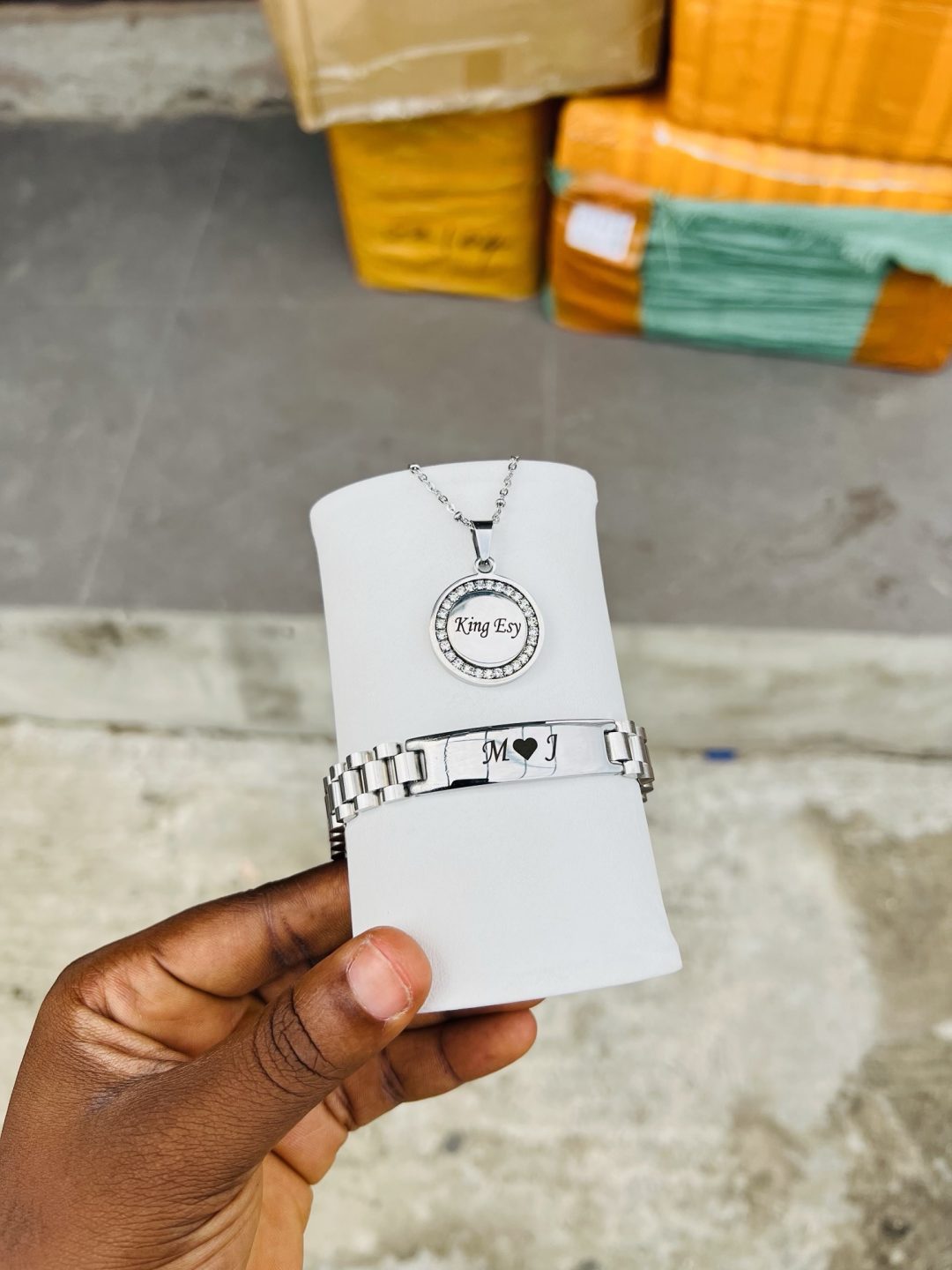 Engraved unisex silver combo with box! - Image 2