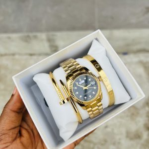 Rolex black face female bow tie set with box!