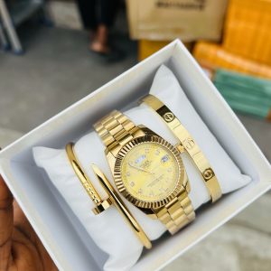 Rolex gold face female bow tie set with box!