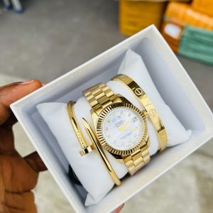 Rolex white face female bow tie set with box!