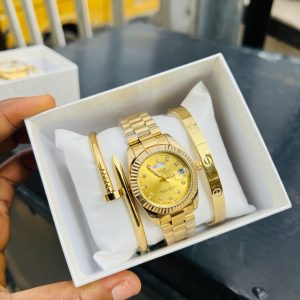 Rolex gold face female bow tie set with box!