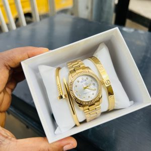Rolex white face female bow tie set with box!