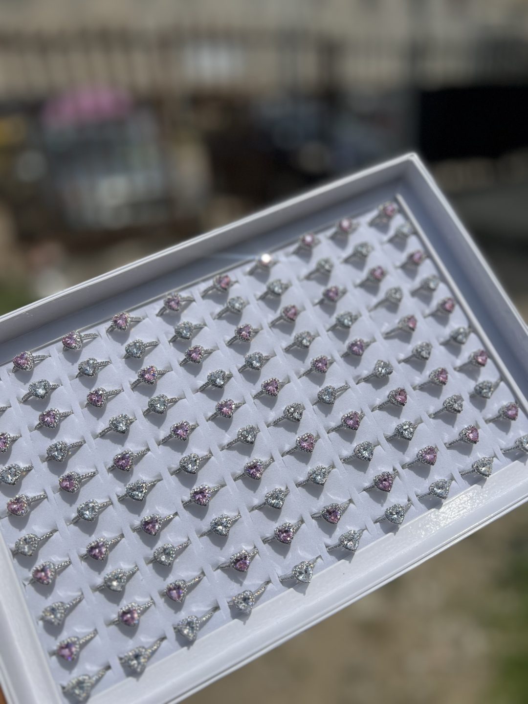 A box of Pandora replica promise ring (100) with exact box!