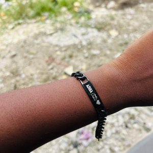 Mini Cuban black bracelet with barcode at the back!