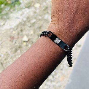 Mini Cuban black bracelet with barcode at the back!