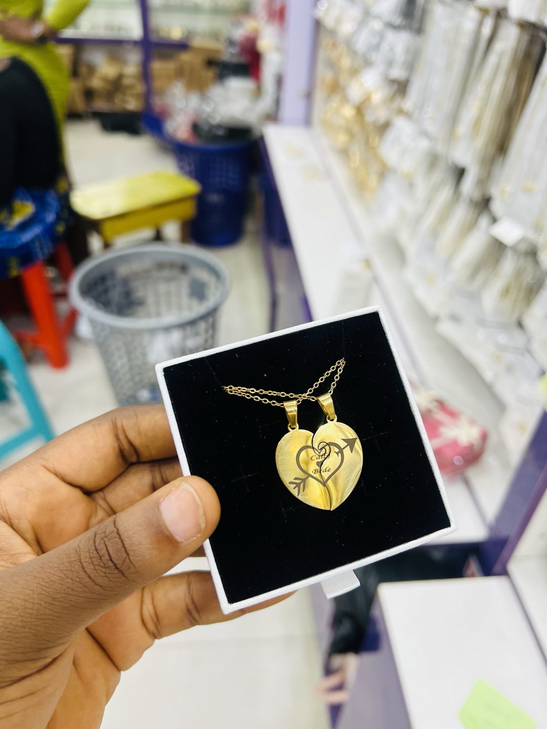 Engraved couple necklace with exact design 003