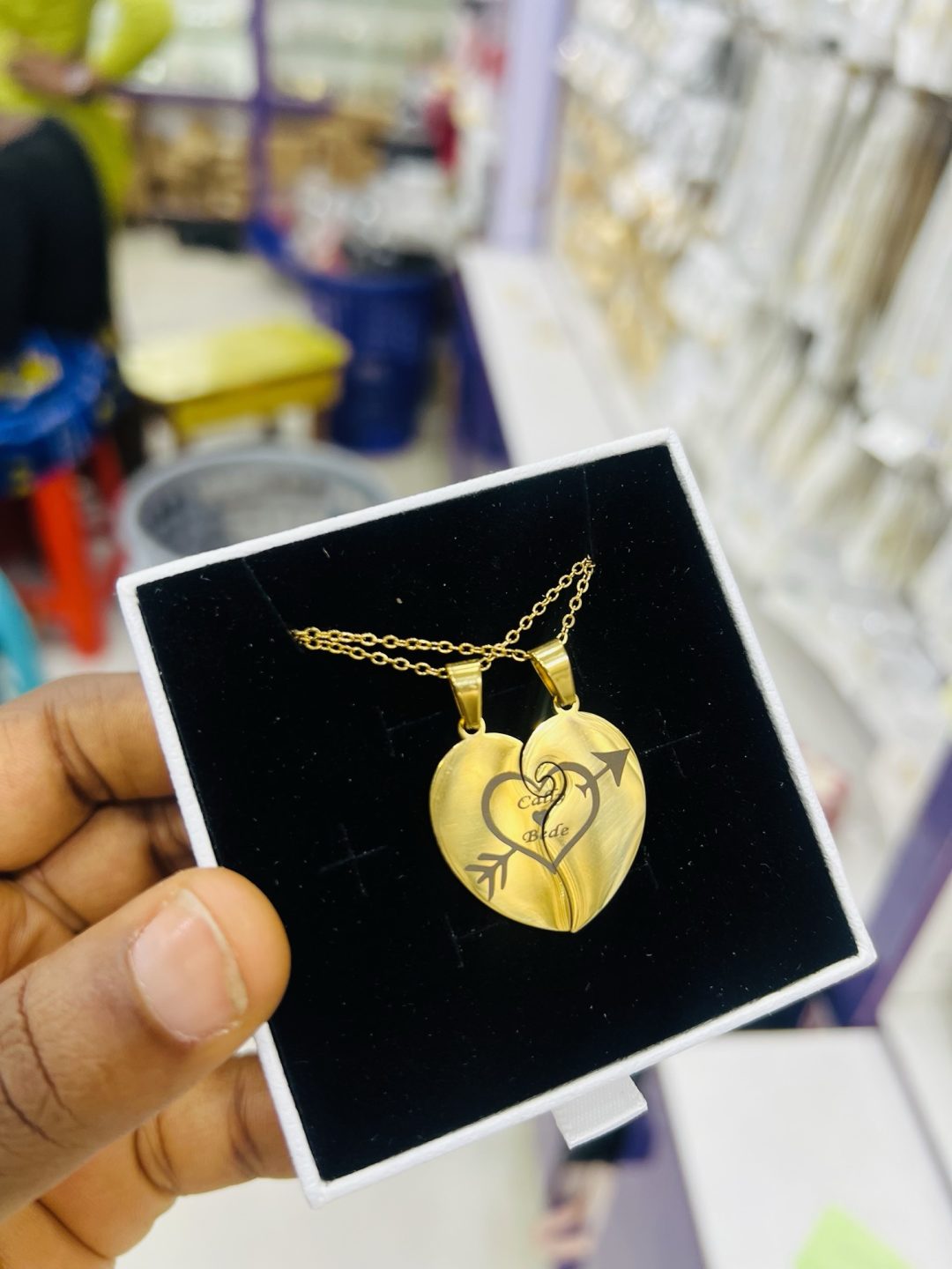 Engraved couple necklace with exact design 003 - Image 4