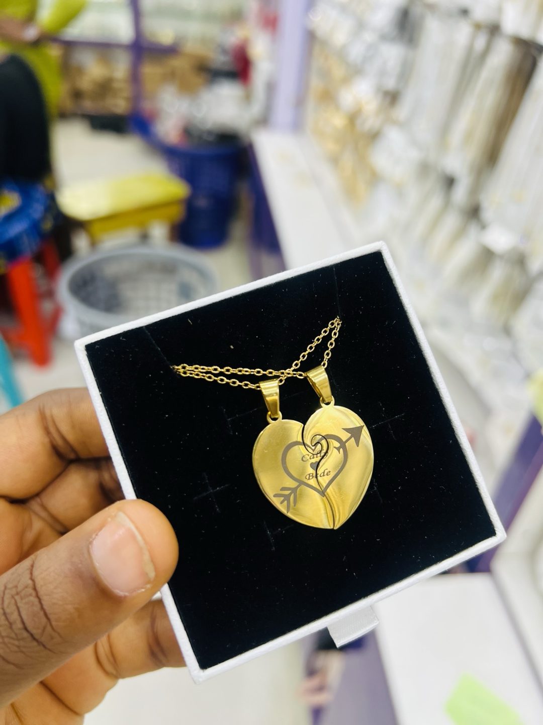 Engraved couple necklace with exact design 003 - Image 5