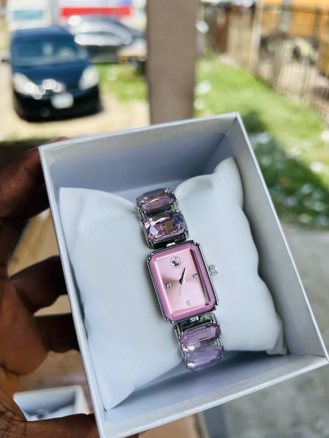 Pink Swarovski watch - Image 4