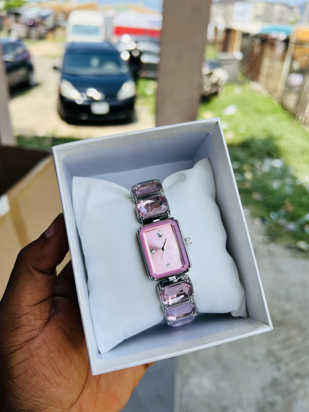 Pink Swarovski watch