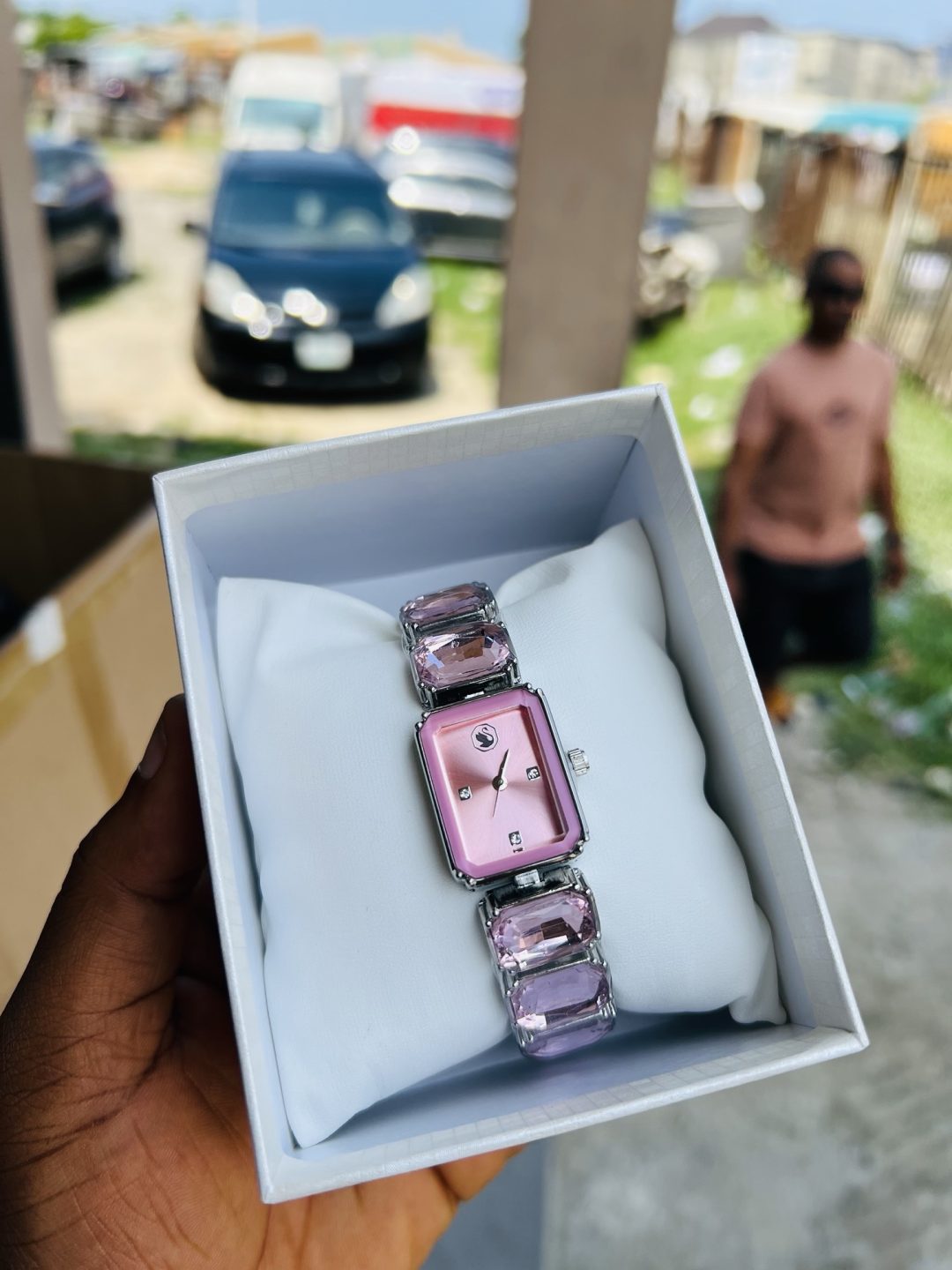 Pink Swarovski watch - Image 3