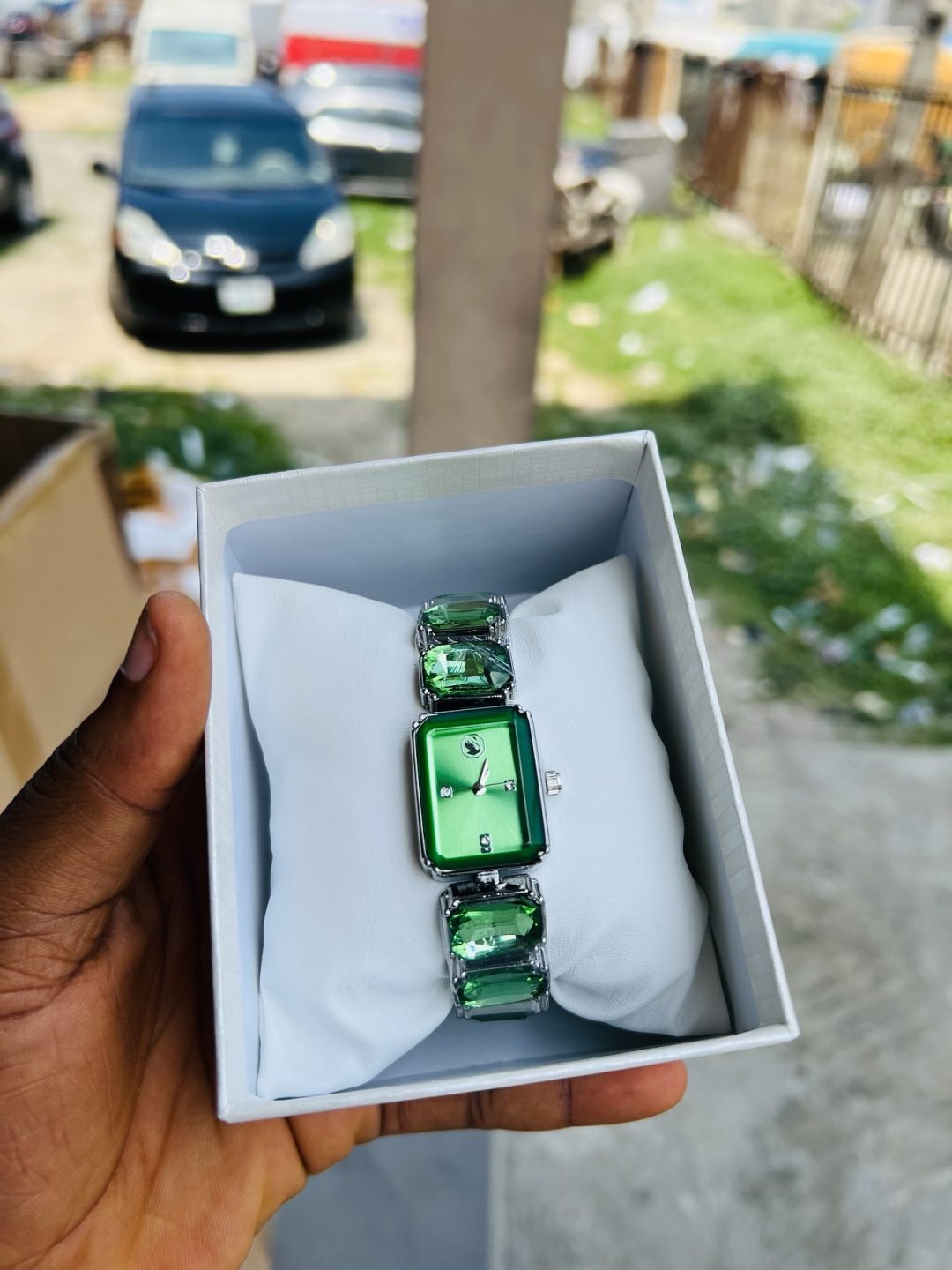 Green Swarovski watch