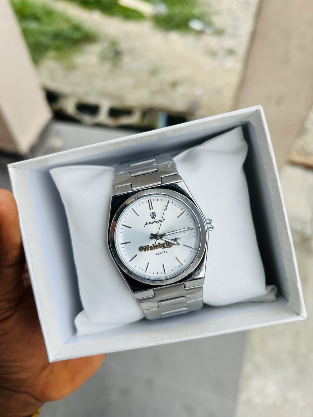 Engraved silver Poedager watch comes boxed!