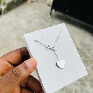 Engraved dropping silver love necklace