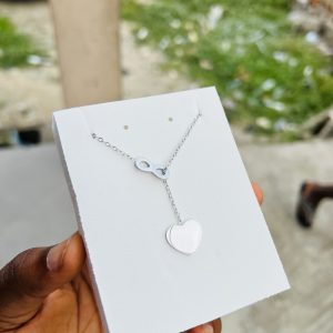 Engraved dropping silver love necklace