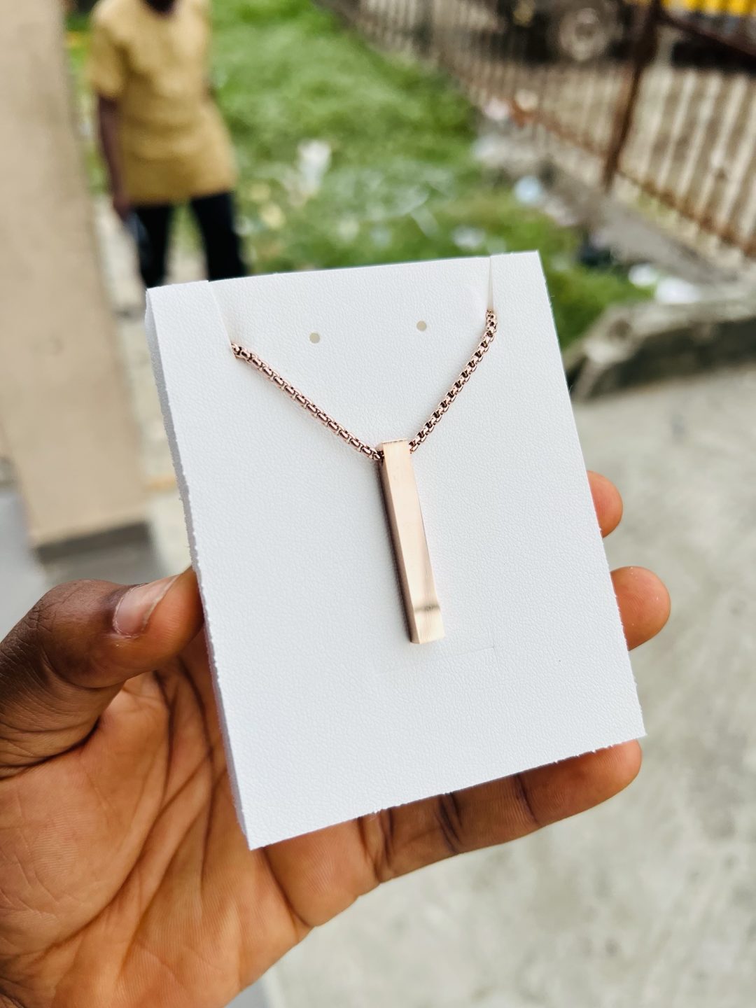 Engraved Rose gold block necklace - Image 4
