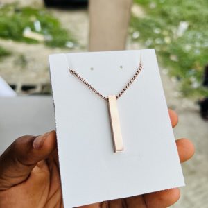 Engraved Rose gold block necklace