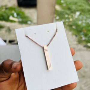 Engraved Rose gold block necklace