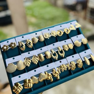 A dozen of gold stainless steel earrings (12pcs)