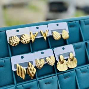 Half dozen of Gold stainless steel earring (6)