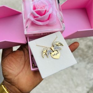 Engraved winged necklace with exact box!