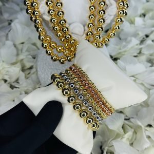 5 bead ball multicolored bracelet