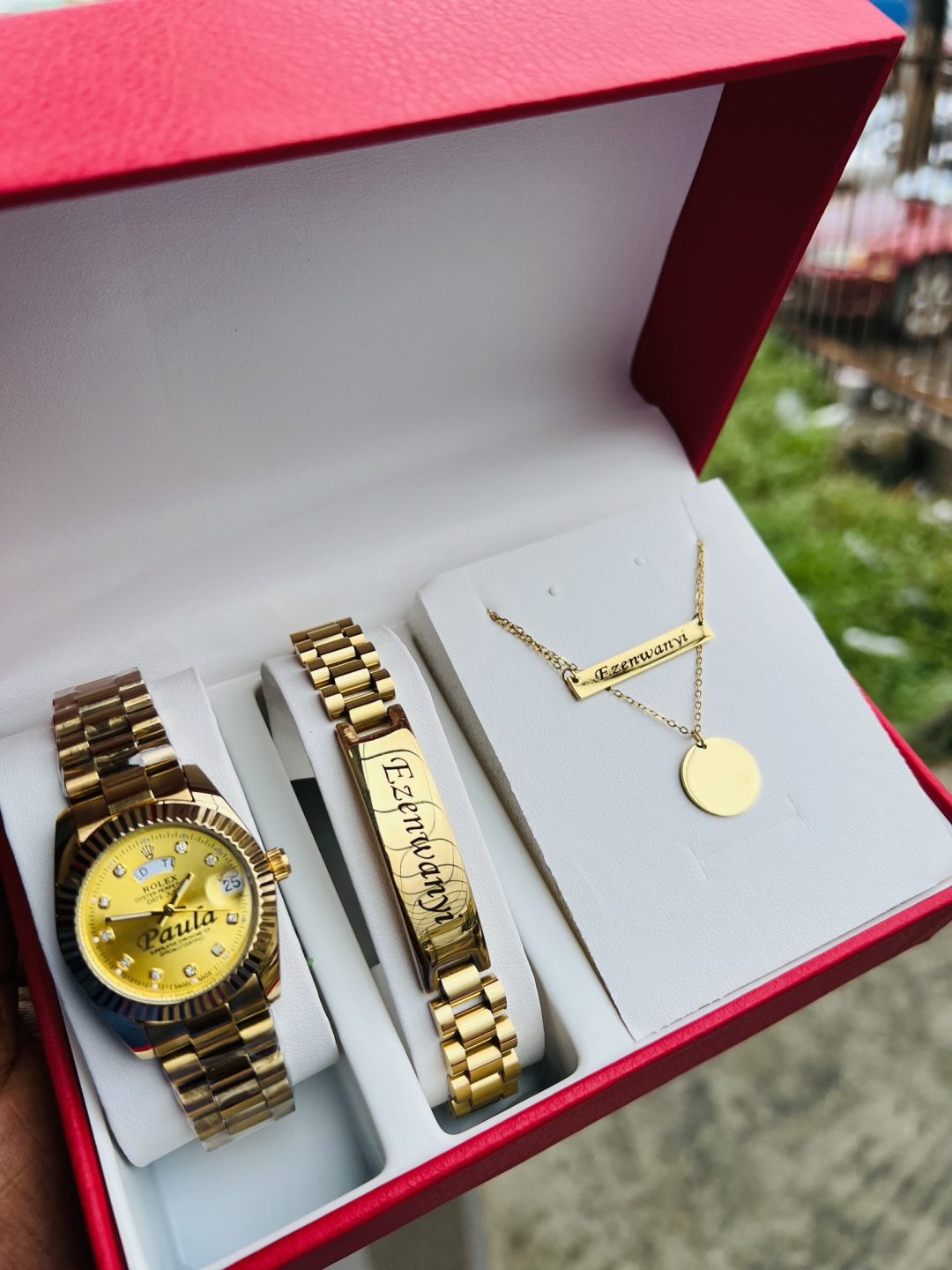Engraved Gold Rolex Female combo