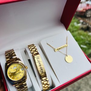 Engraved Gold Rolex Female combo