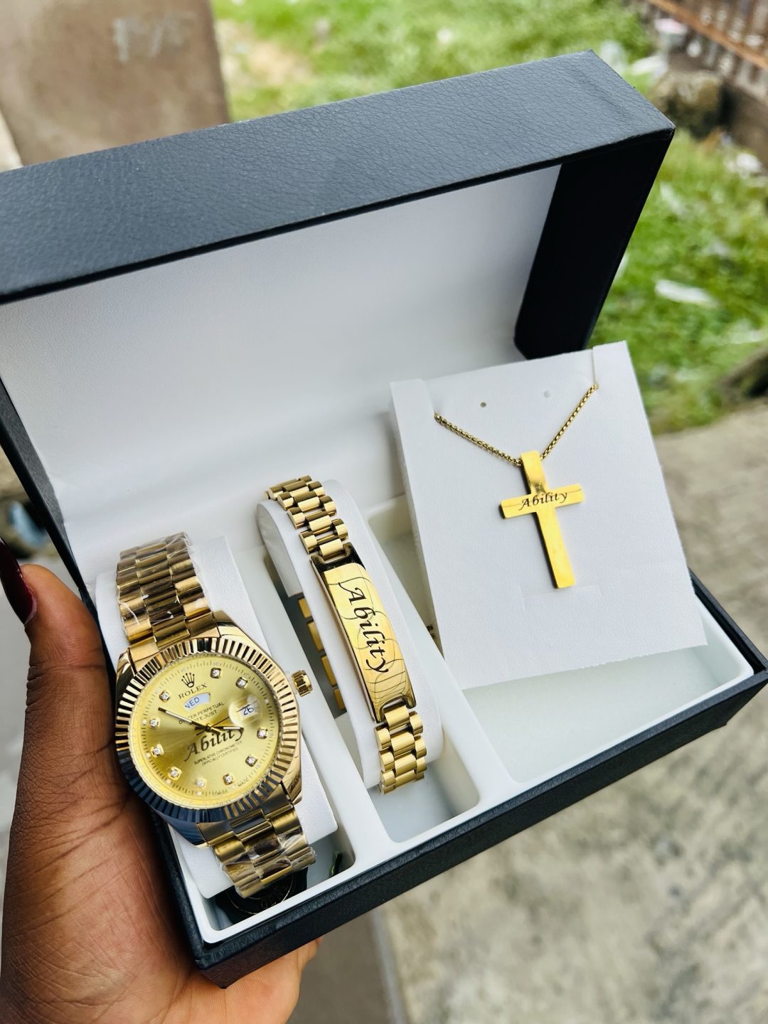 Engraved Gold Rolex Male combo