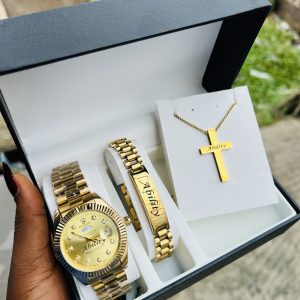 Engraved Gold Rolex Male combo