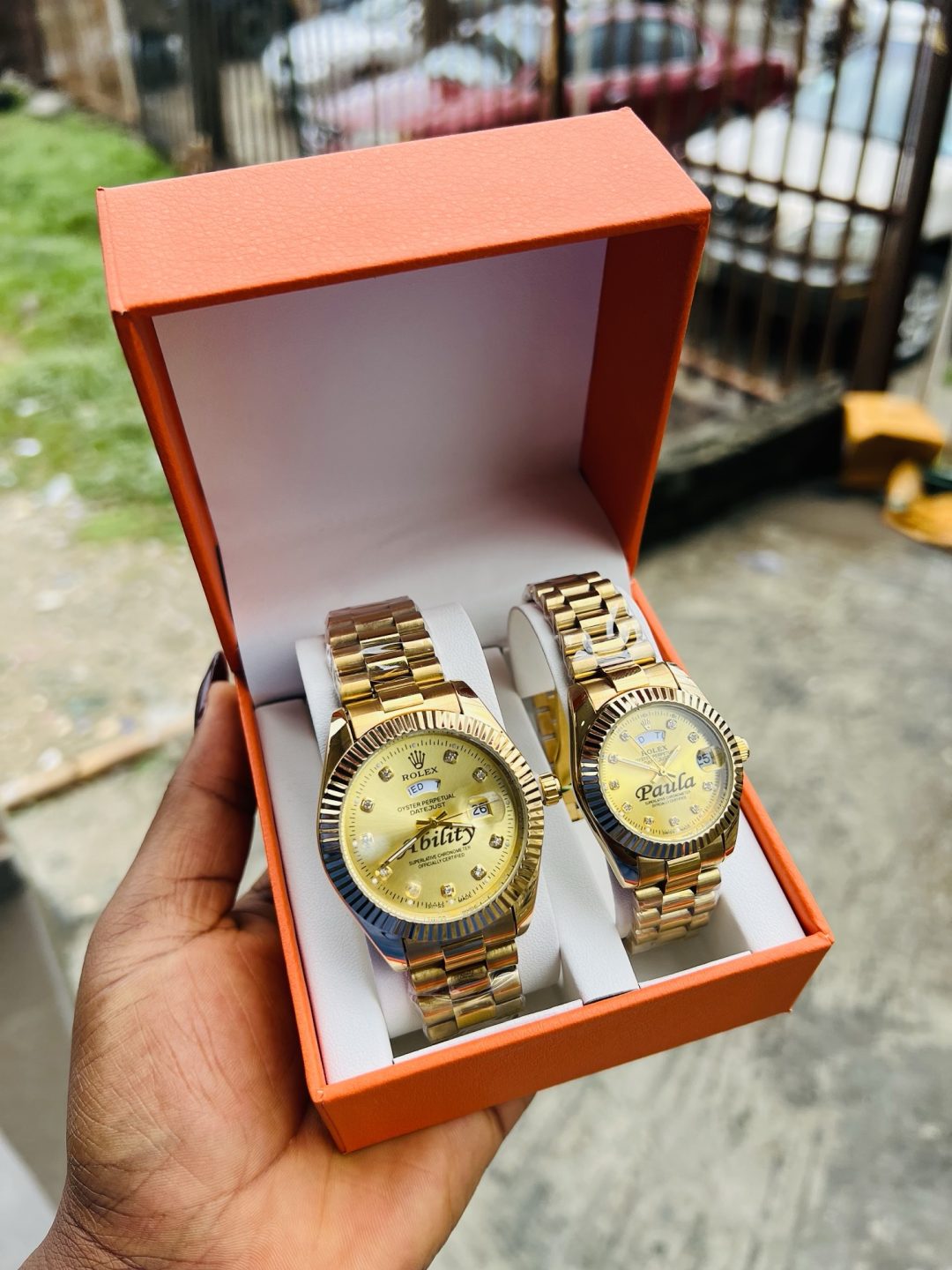 Engraved Couples Gold face Rolex combo with box! - Image 3