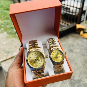 Engraved Couples Gold face Rolex combo with box!