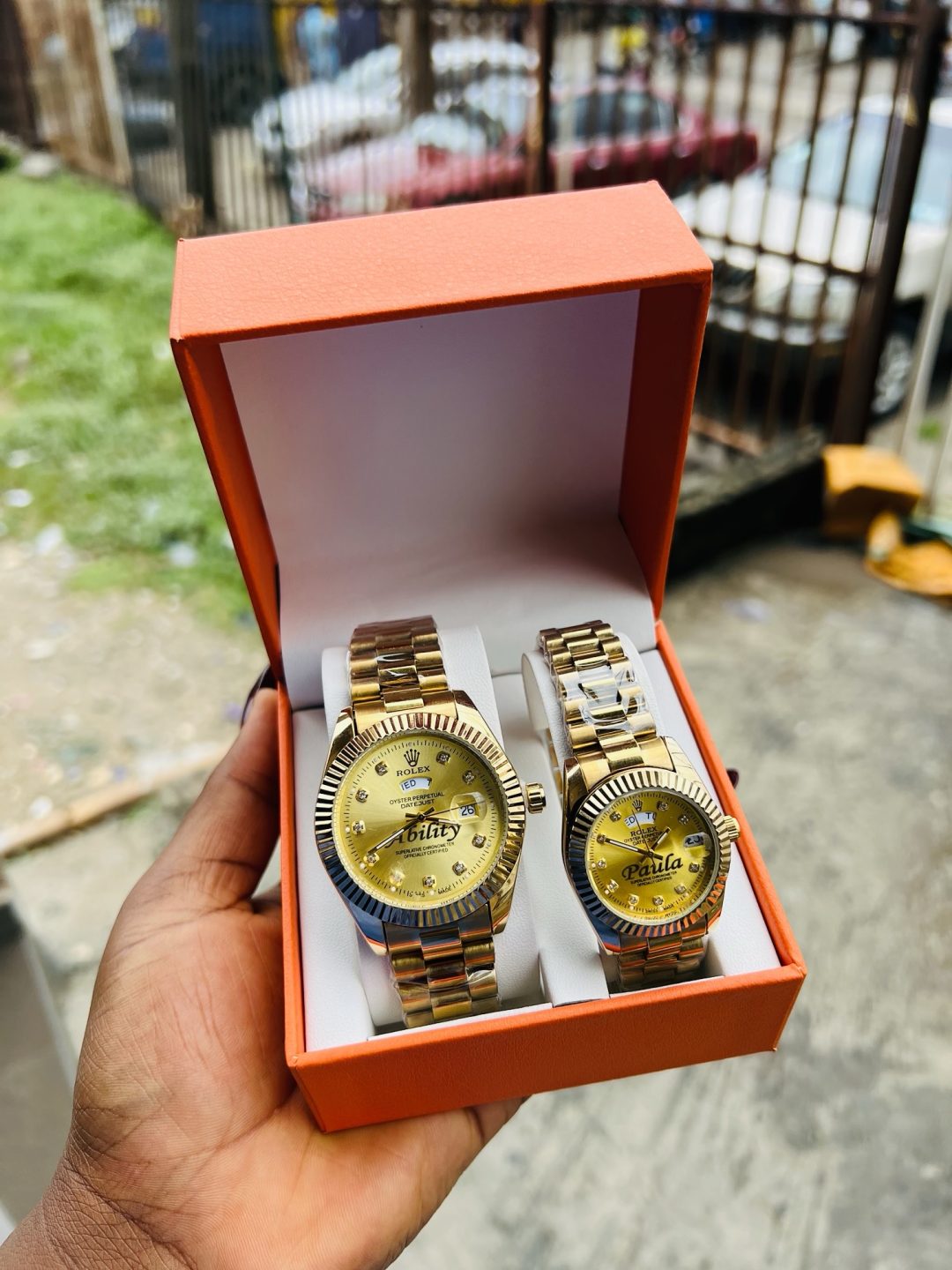 Engraved Couples Gold face Rolex combo with box! - Image 4