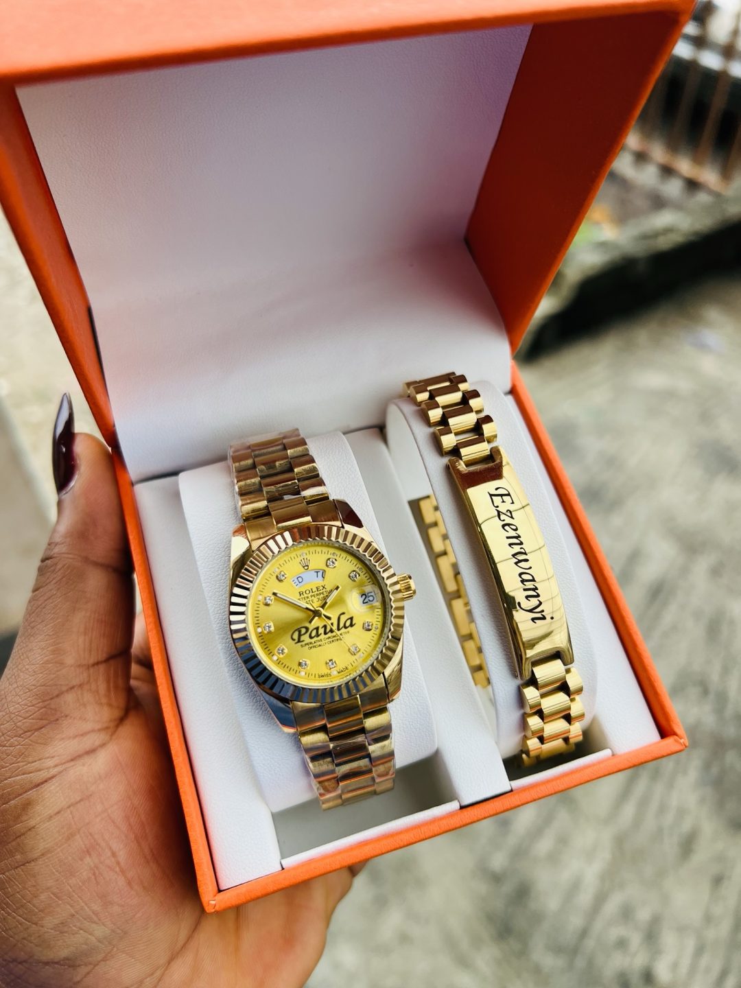 Engraved female gold Rolex combo - Image 4