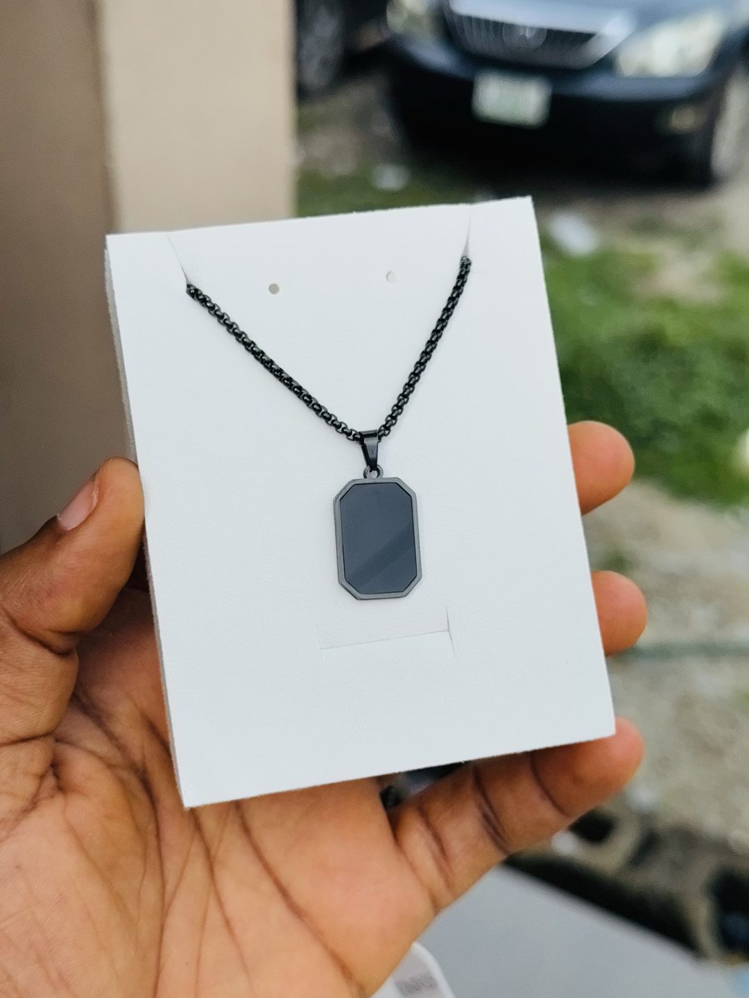 Black stainless steel male necklace