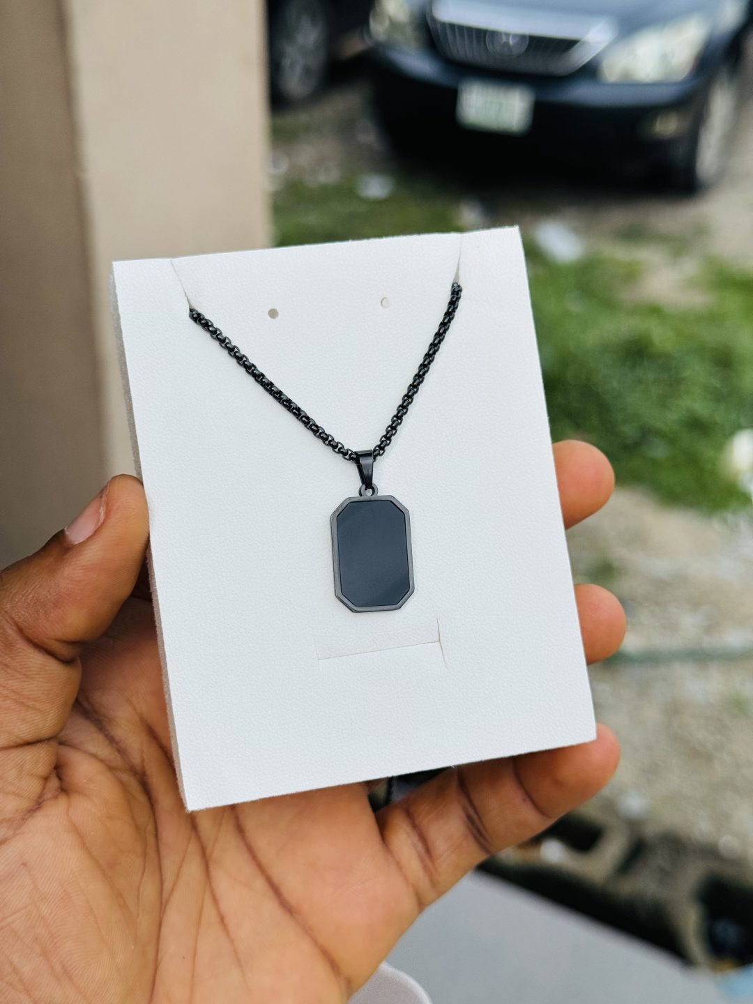 Black stainless steel male necklace - Image 2