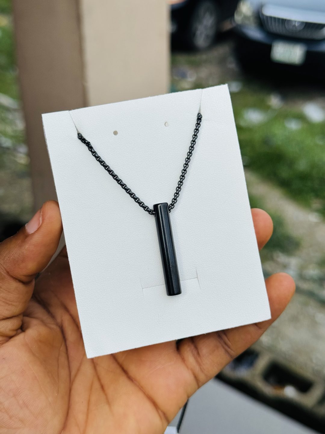 Male black stainless steel necklace 007 - Image 3