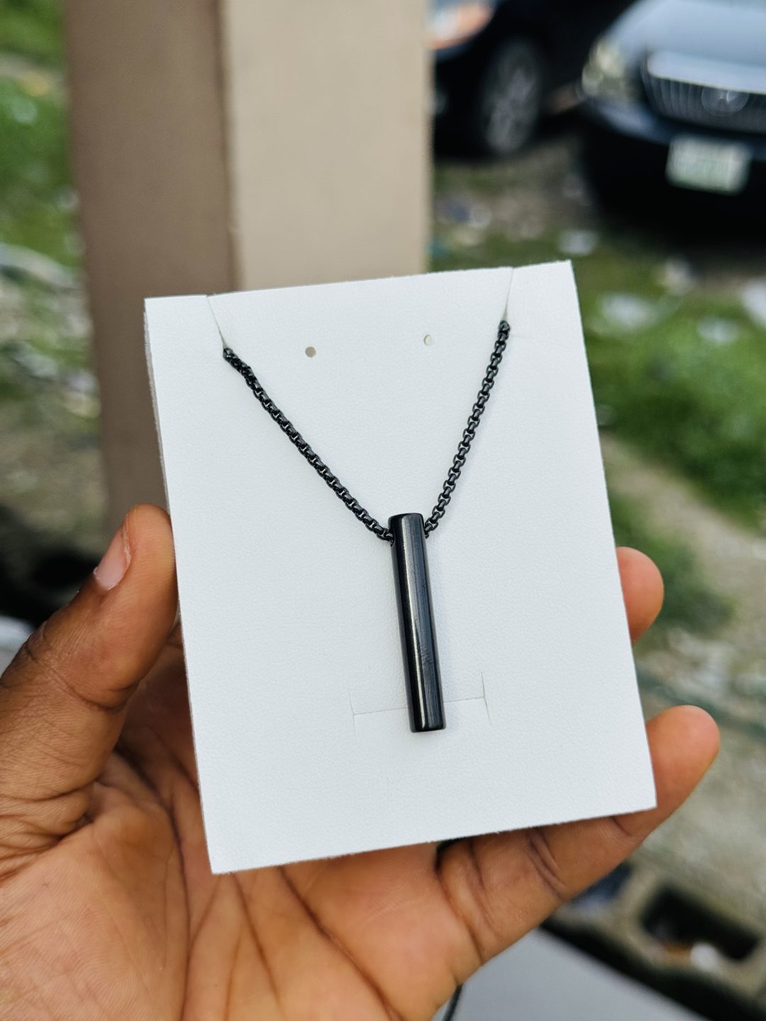 Male black stainless steel necklace 007 - Image 2