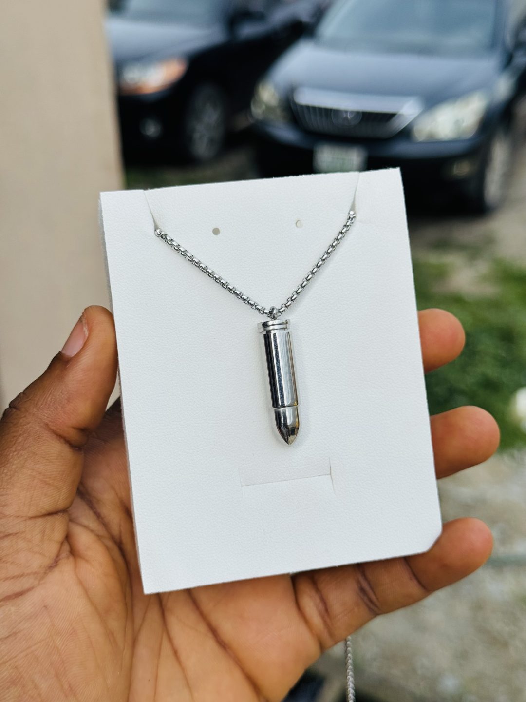 Male stainless steel bullet necklace 011