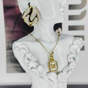 Ceramic butter necklace combo gold