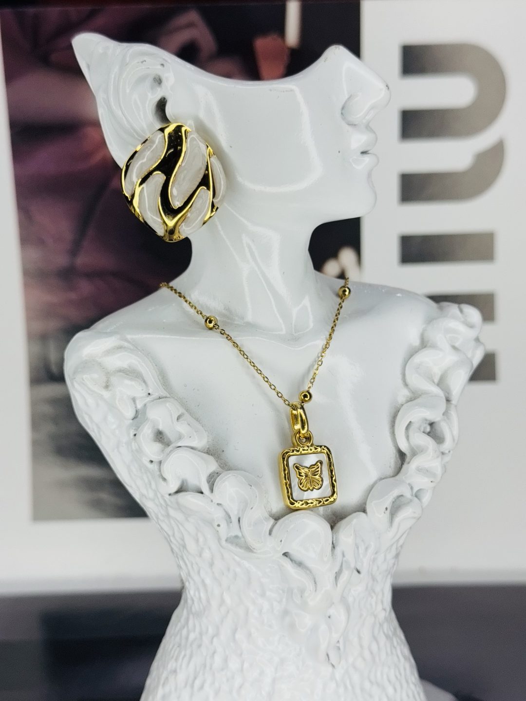 Ceramic butter necklace combo gold - Image 2