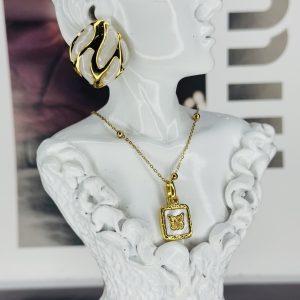 Ceramic butter necklace combo gold