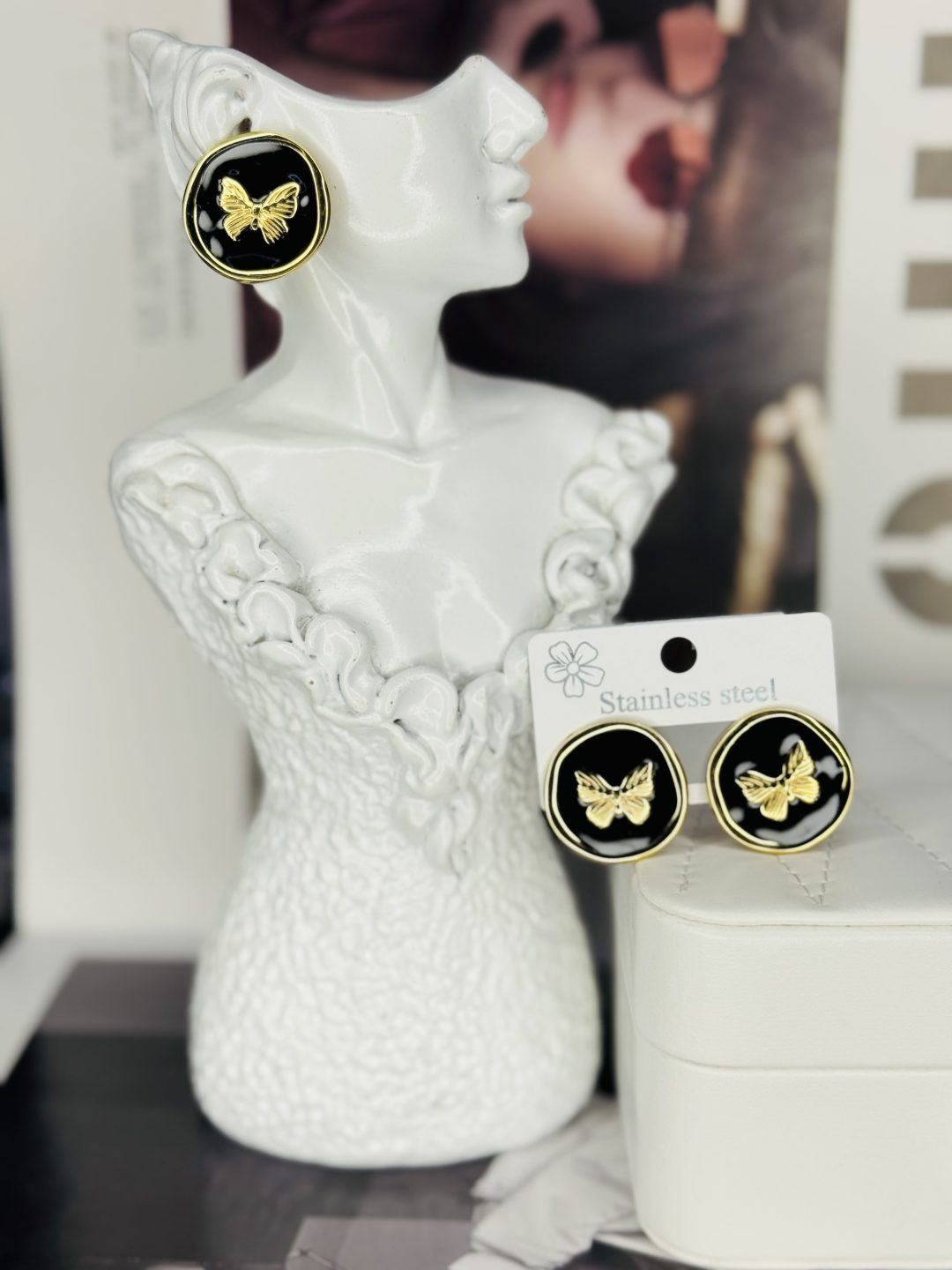 Helen ceramic black butterfly earrings 011