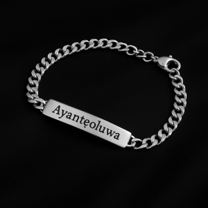 Engraved Silver mini Cuban bracelet
