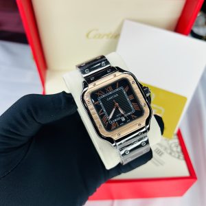 Black Cartier tank watch with branded box and bag!