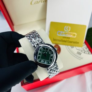 Cartier silver trap chain watch with branded box bag!